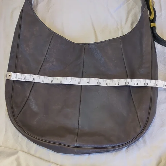 NWOT.  Gorgeous Frye Leather Dark Charcoal/Brown Leather Hobo Bag. - Picture 5 of 7